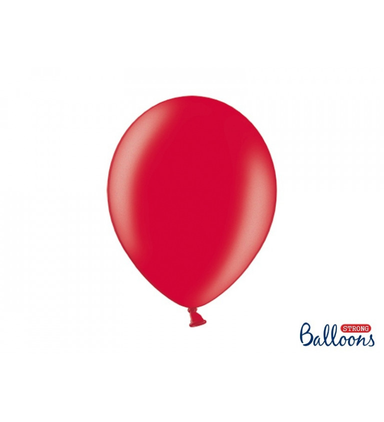 Červený metalický balónek - 10 ks