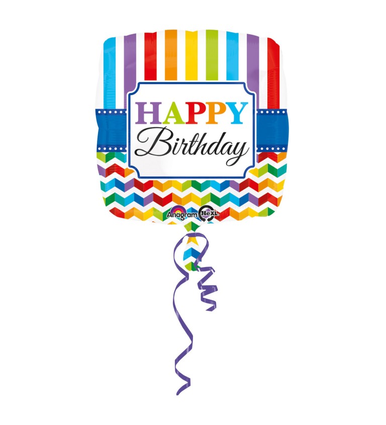 Čtvercový balonek Happy Birthday