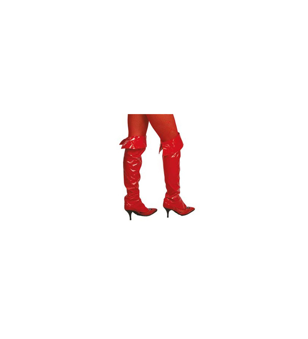 Lesklá návleky na nohy - červená barva
