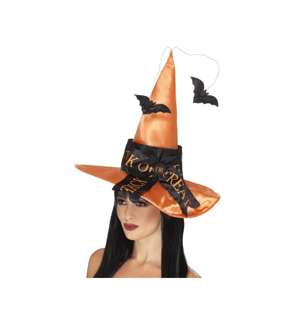 Oranžový čarodějnický klobouk