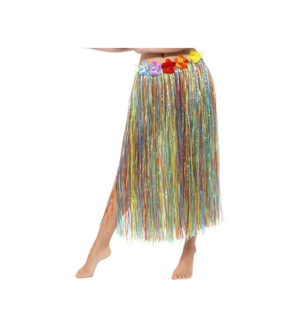 Dlouhá havajská sukně - duhová