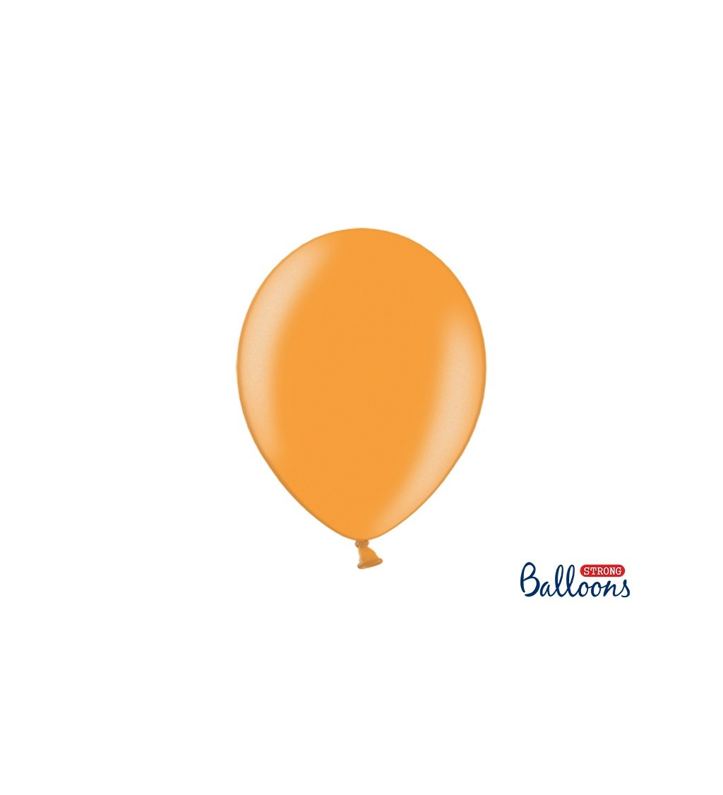 Oranžový latexový metalický balónek - 10 ks