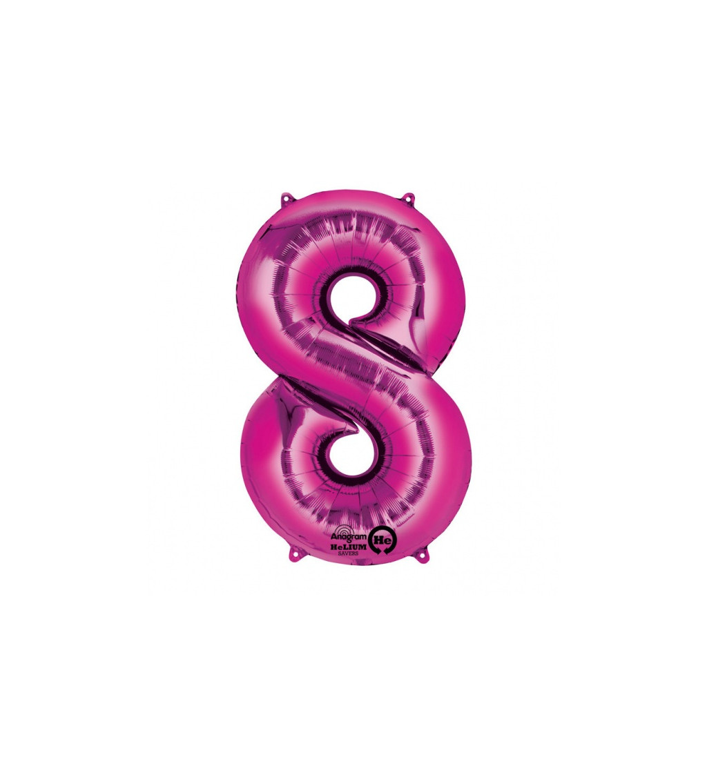 Růžový fóliový balónek - číslo 8