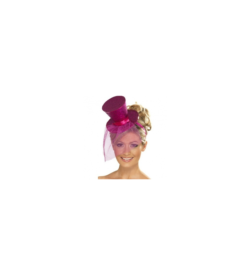 Čelenka s kloboučkem růžová