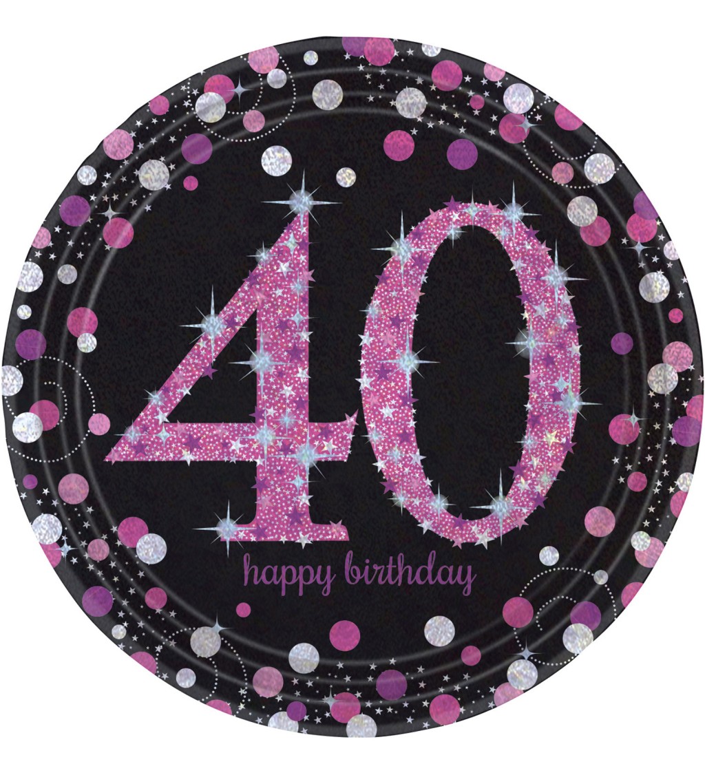 Růžové párty talířky 40 let