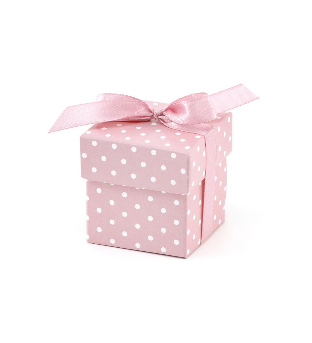 Dárková krabička růžová s puntíky