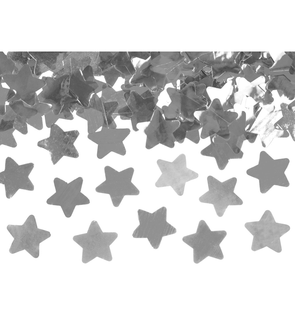 Vystřelovací konfety - silver hvězdy, 40 cm