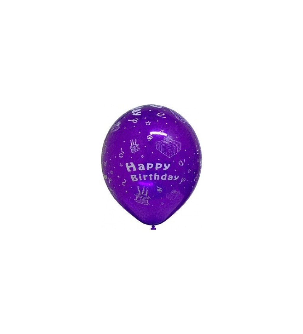Balónek s nápisem Happy Birthday - jednobarevný 