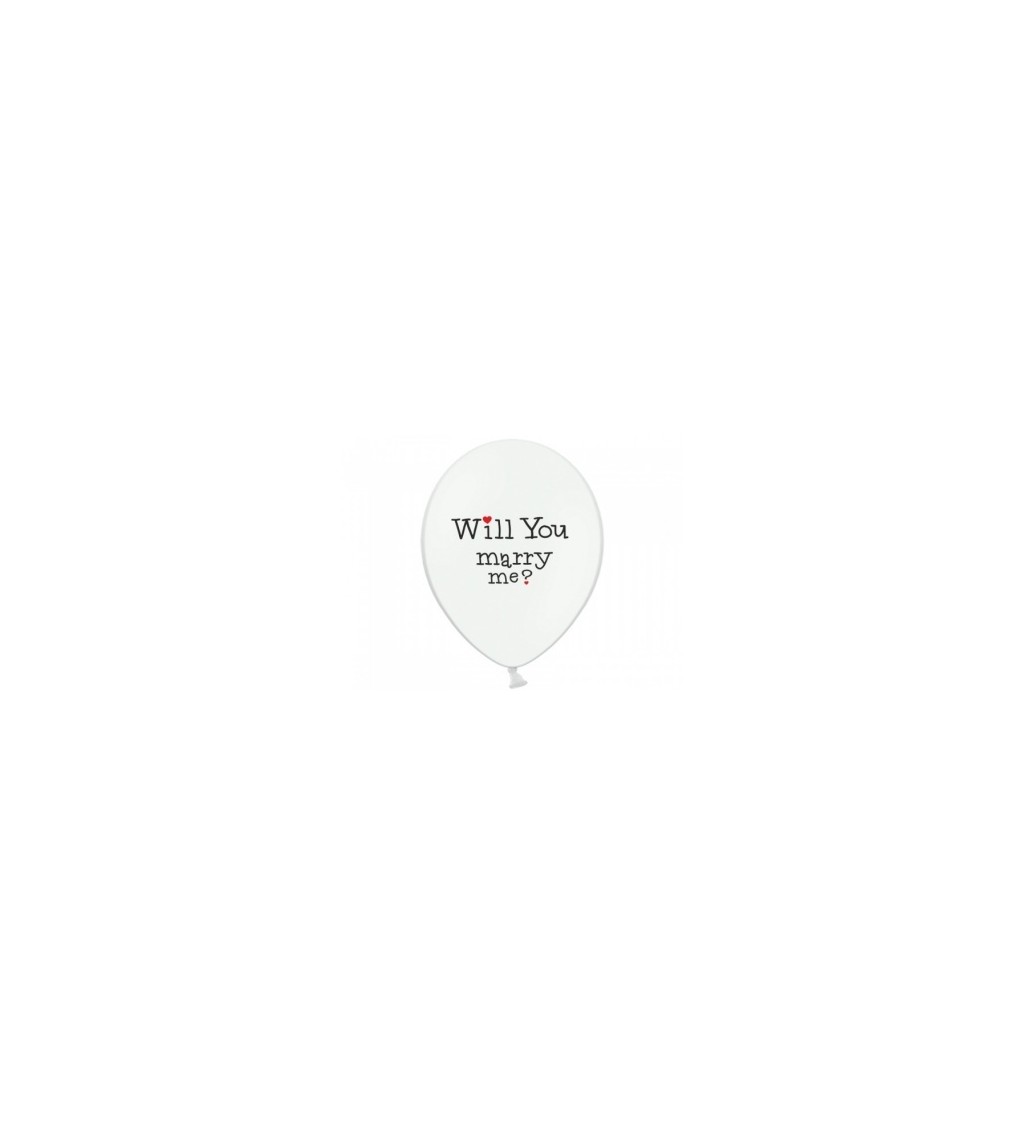 Nafukovací balónek - Will you marry me?, bílý 6ks