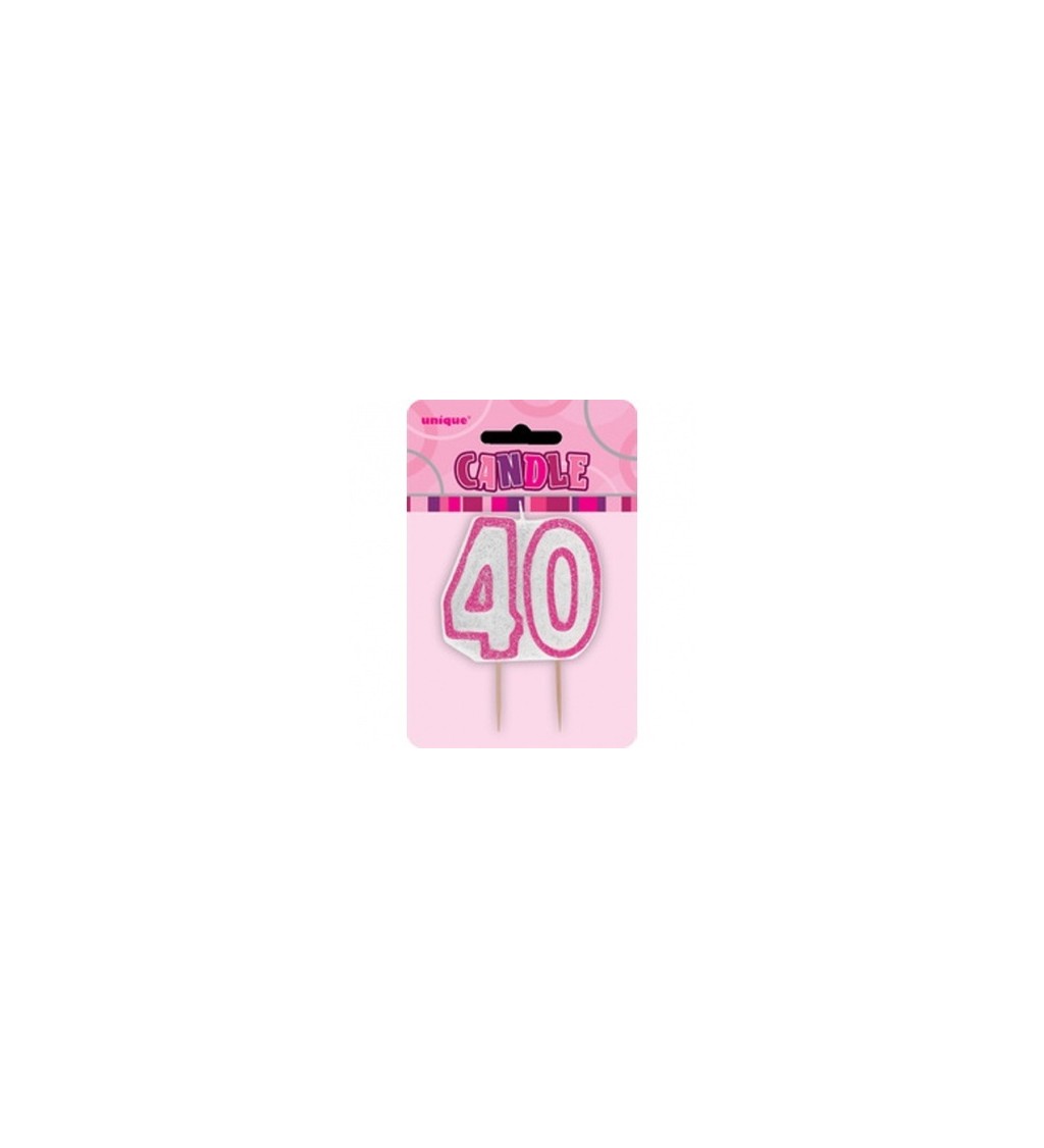 Dortová svíčka 40 (růžová)