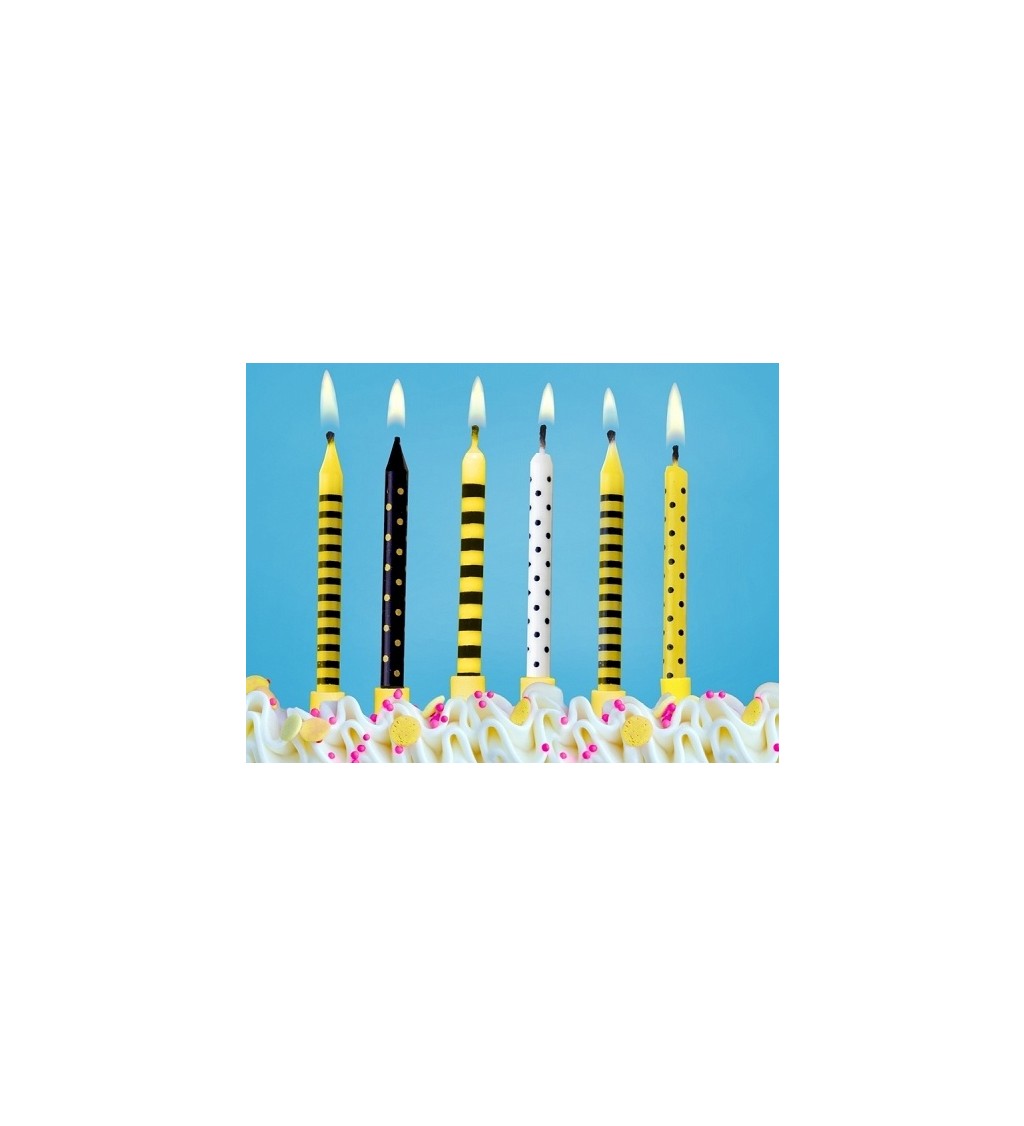Svíčky na dort (žluto-černé)