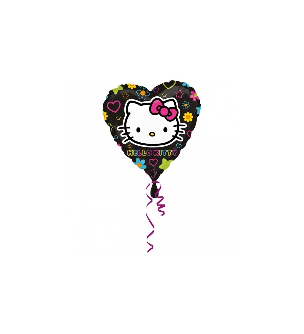 Fóliový balónek srdce (motiv Hello Kitty)