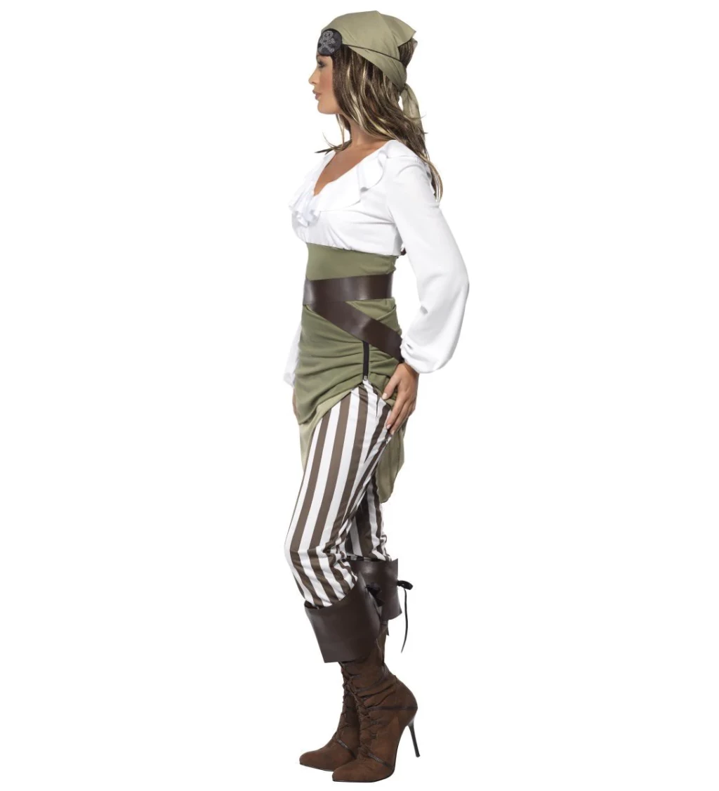 Dámský kostým Pirátka - pruhované legíny