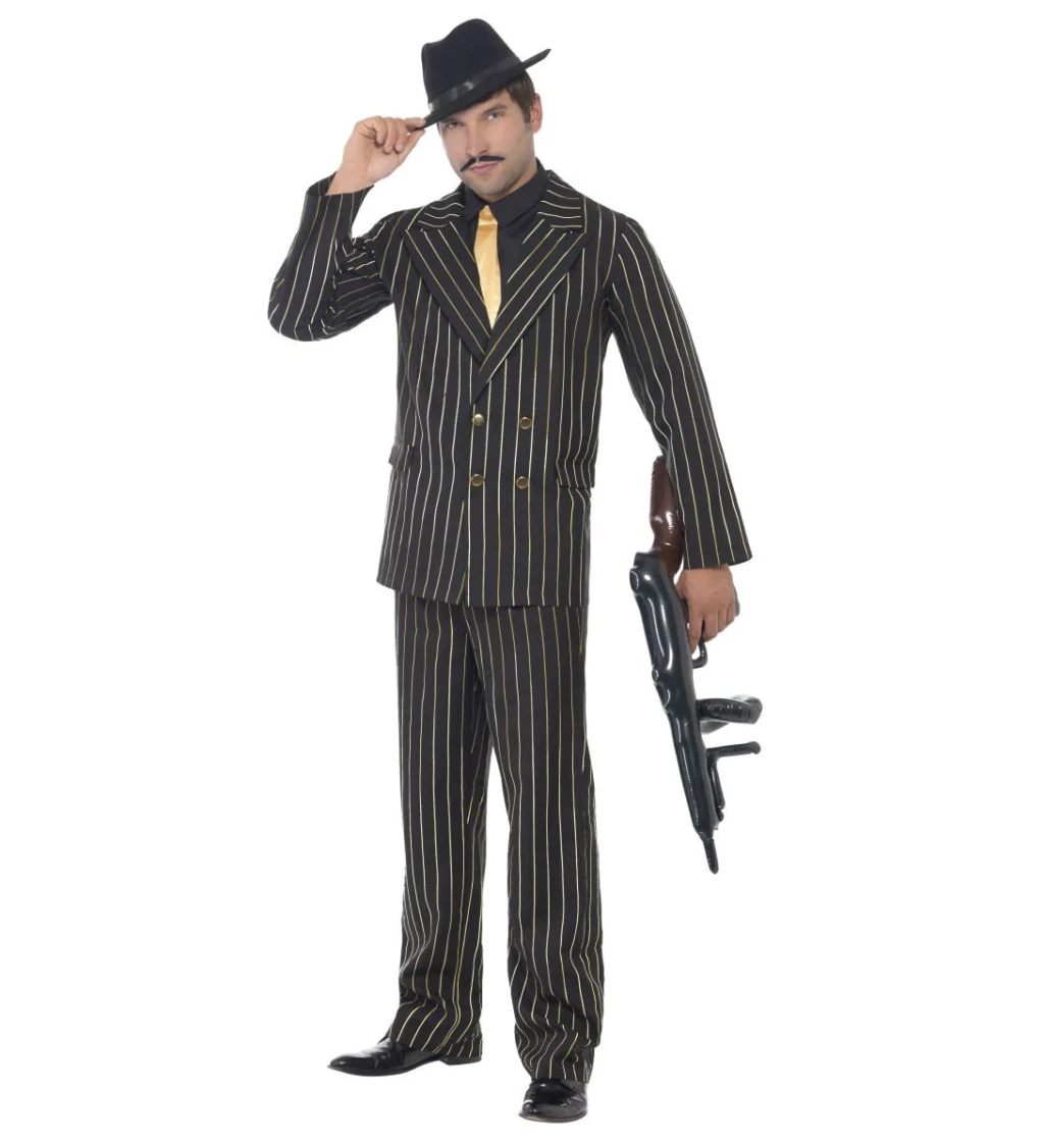Kostým - Oblek gangstera (černo-zlatý)