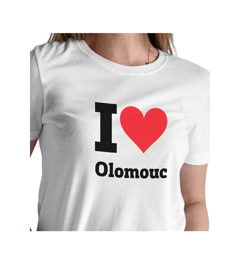 Dámské bílé triko - I love Olomouc