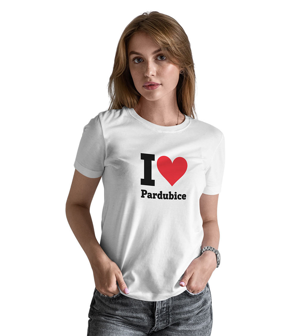 Dámské triko bílé - I love Pardubice