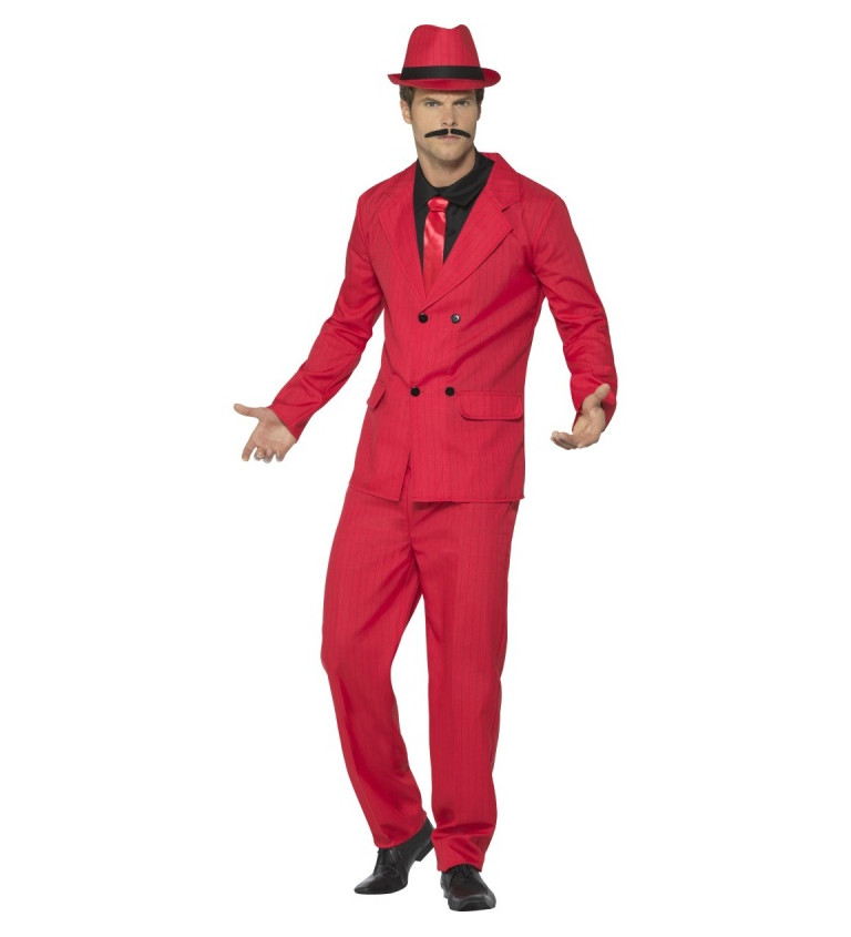 Kostým - Oblek gangstera (červený)