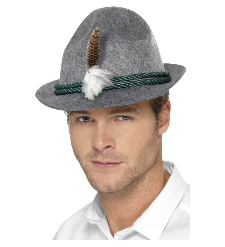 Bavorský klobouk - šedý