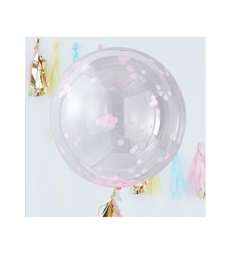 Obří balónek s růžovými konfetami - 3 ks