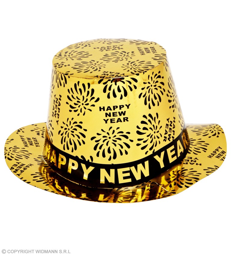 Klobouk Happy New Year - zlatý
