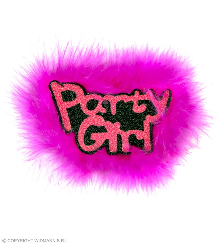 Chlupatá brož - Party girl (růžová)
