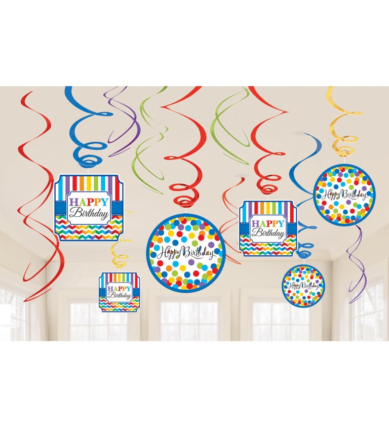 Dekorační barevné spirálky (Happy Birthday)