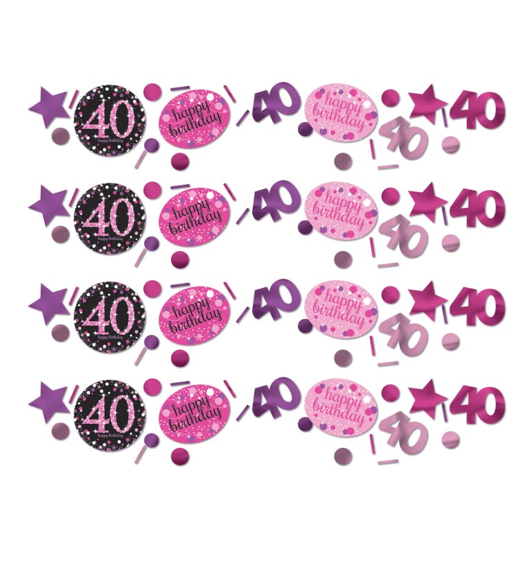 Růžové narozeninové konfety 40