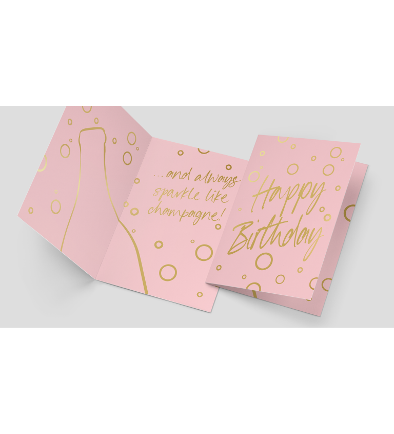 Papírové přání s gratulací k narozeninám - Sparkle like Champagne