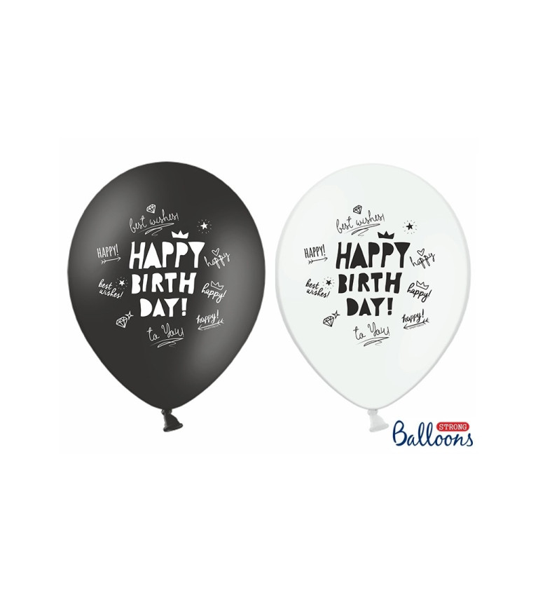 Latexové balónky Happy Birthday - 6ks