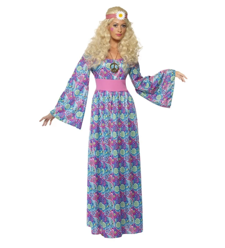 Dámský hippie kostým - dlouhé šaty