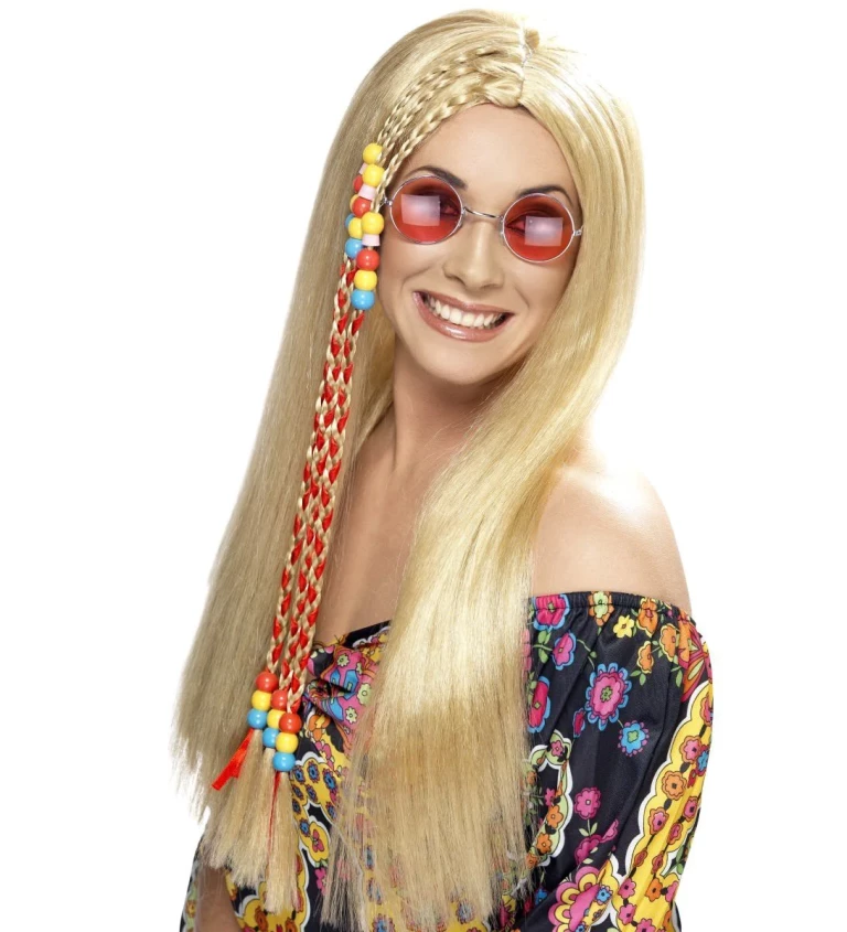 Hippie blond paruka - s korálky