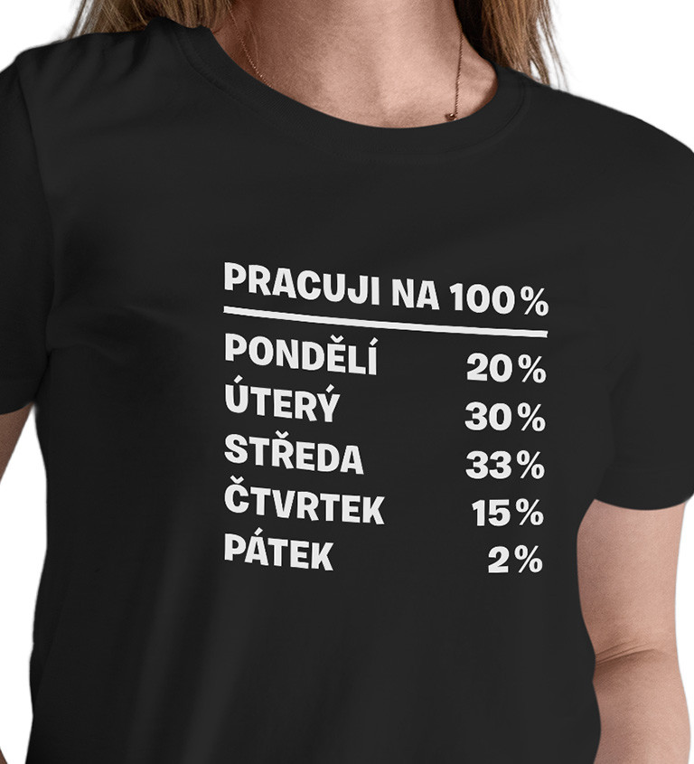 Dámské triko černé - Pracuji na 100%