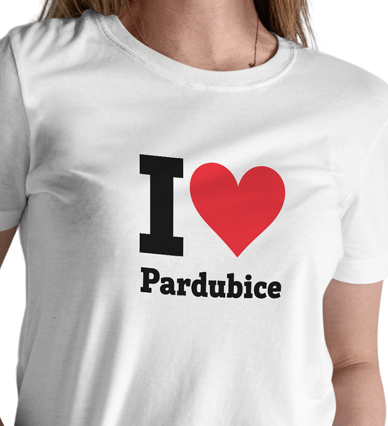 Dámské triko bílé - I love Pardubice