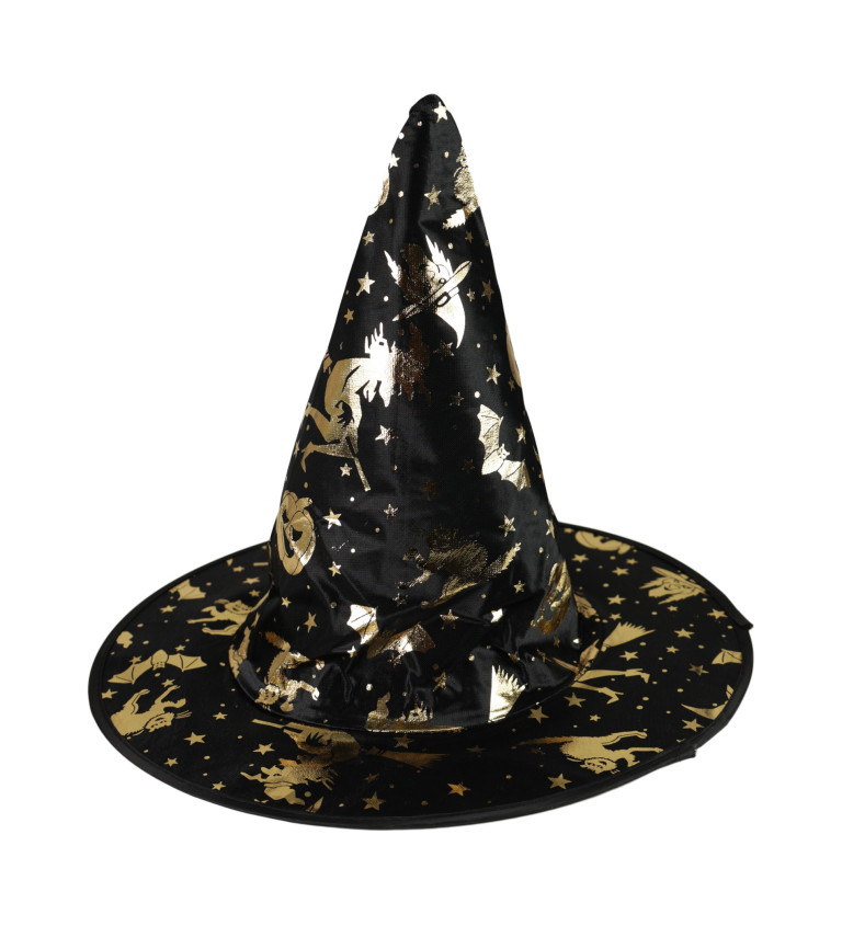 Dětský klobouk pro čaroděje - zlatý