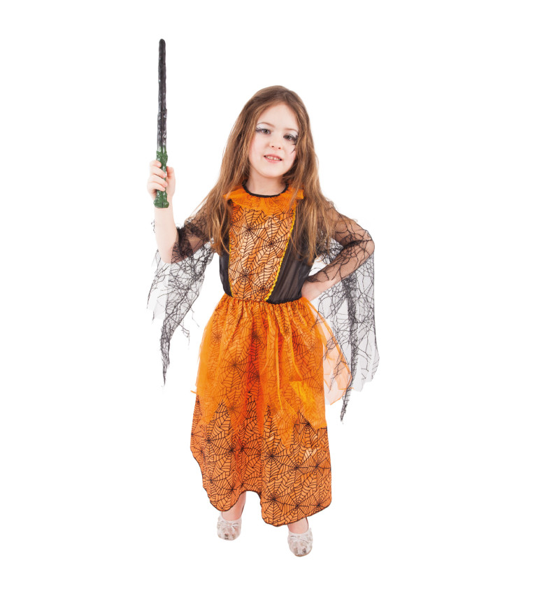 Dětské oranžové čarodějnické šaty